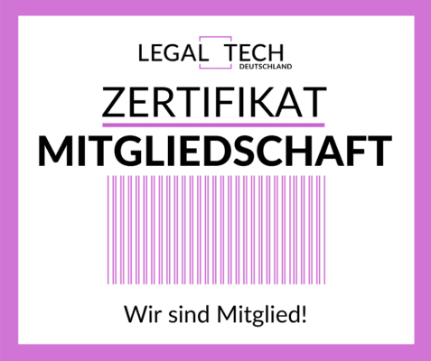 Legal Tech Deutschland — Zertifikat Mitgliedschaft